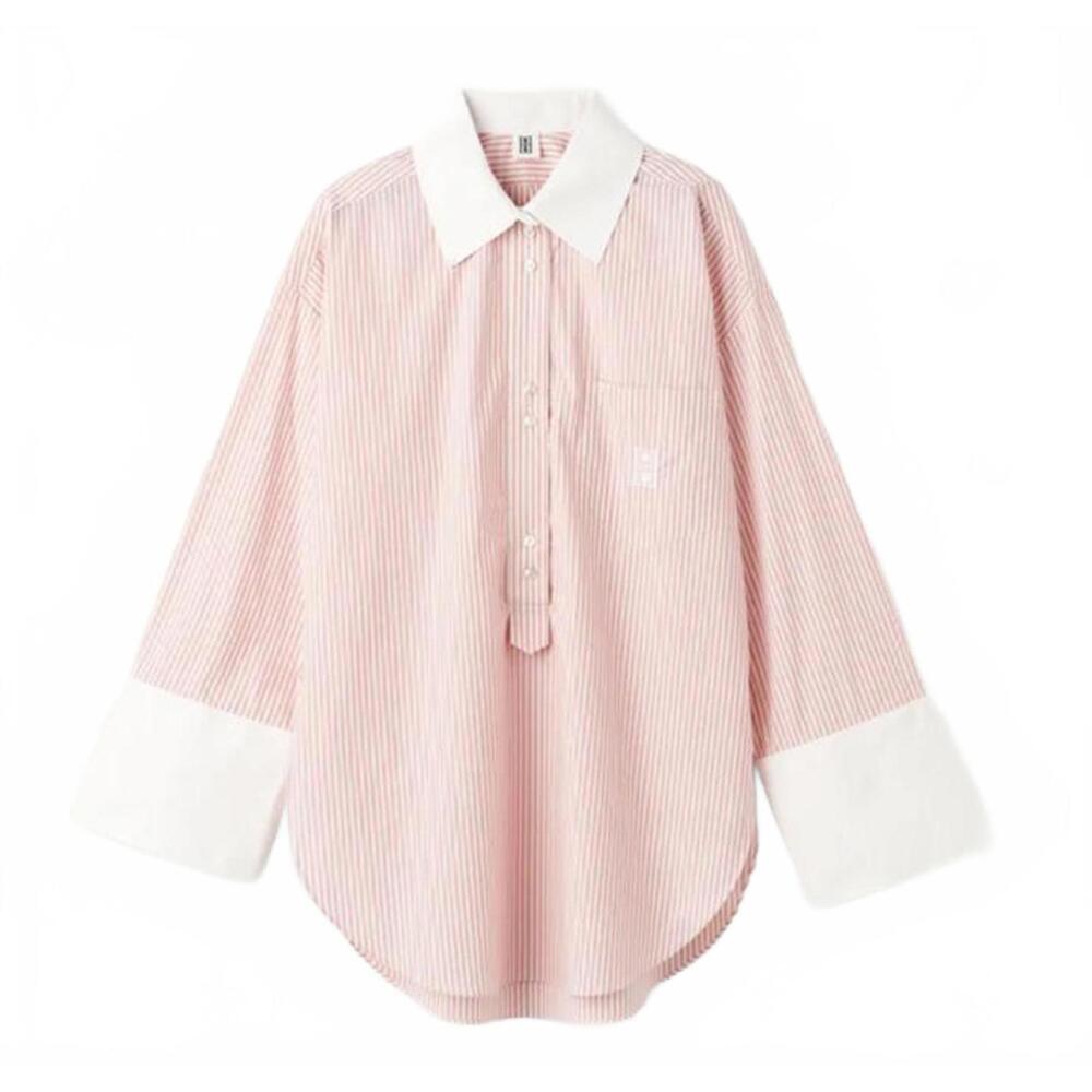 NWOT MALENE BIRGER Maye Pink Stripe Oversized Shirt|Scandi-Chic Coastal|Size 10 - Picture 2 of 7